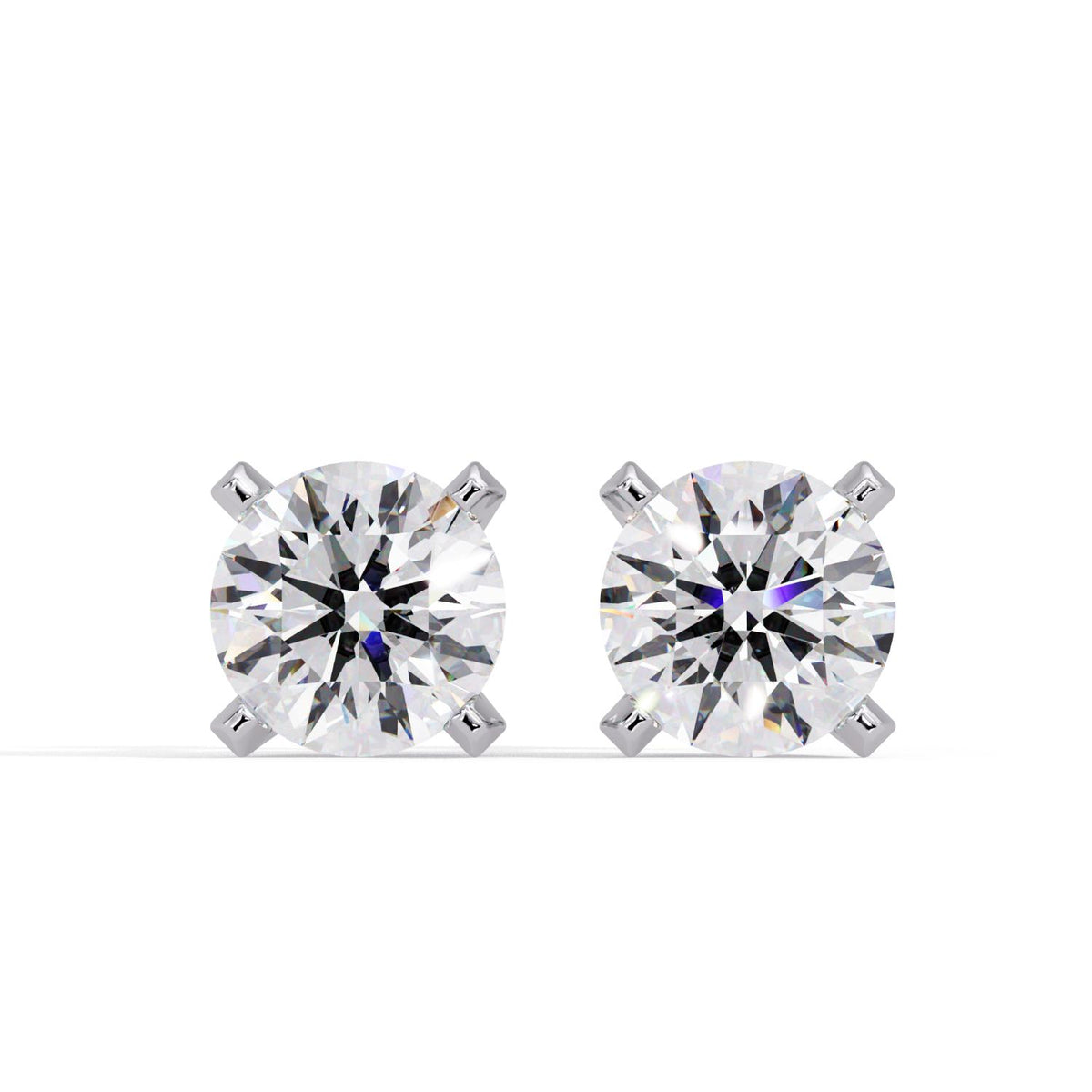 Round 3.00 Ct Lab-Grown Diamond Classic Solitaire with Hidden Halo Earrings - Sterling Silver