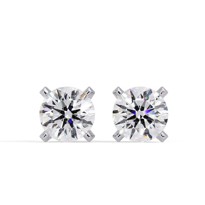 Round 3.00 Ct Lab-Grown Diamond Classic Solitaire with Hidden Halo Earrings - Sterling Silver