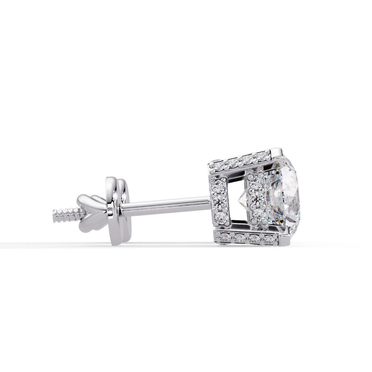 Round 3.00 Ct Lab-Grown Diamond Classic Solitaire with Hidden Halo Earrings - Sterling Silver