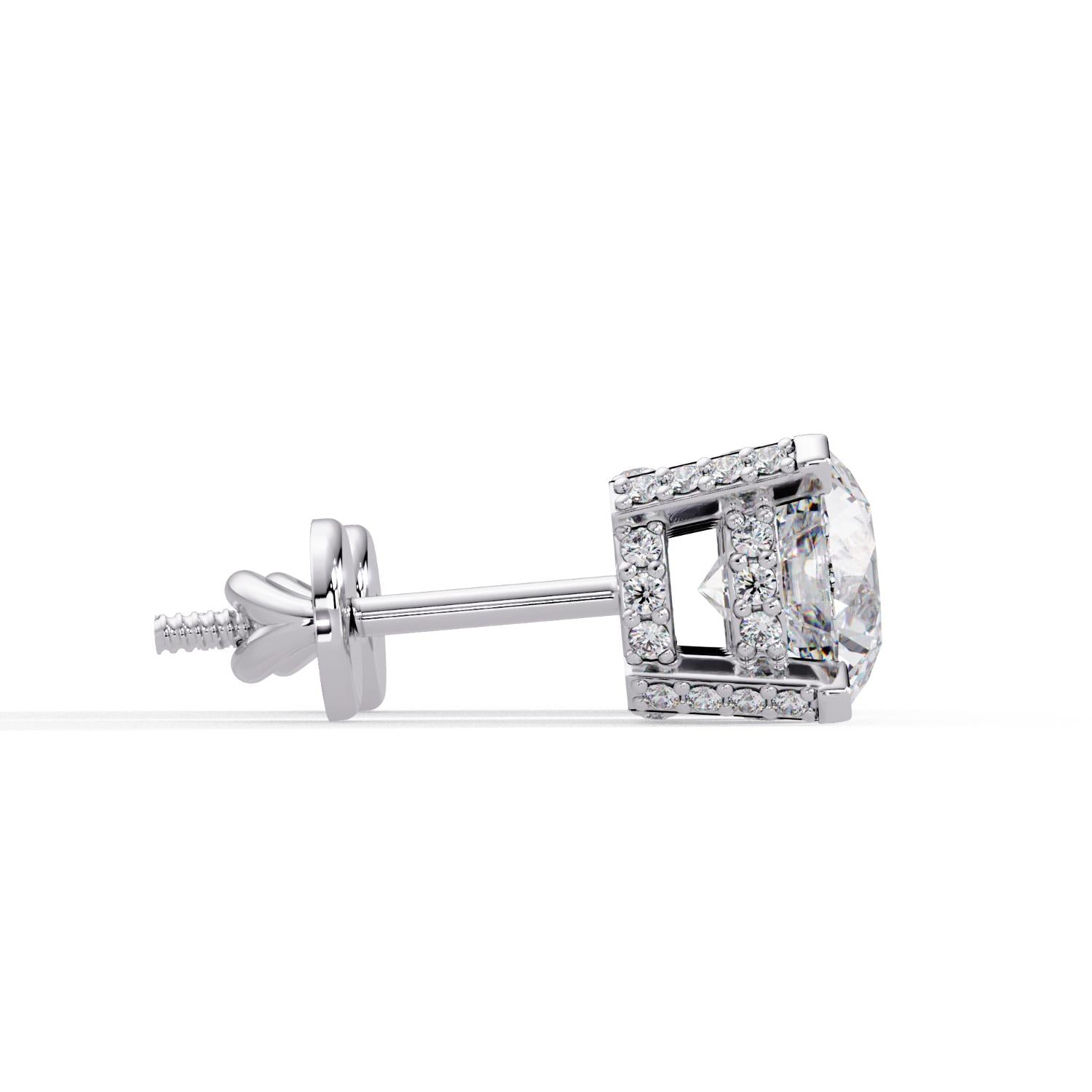Round 3.00 Ct Lab-Grown Diamond Classic Solitaire with Hidden Halo Earrings - Sterling Silver