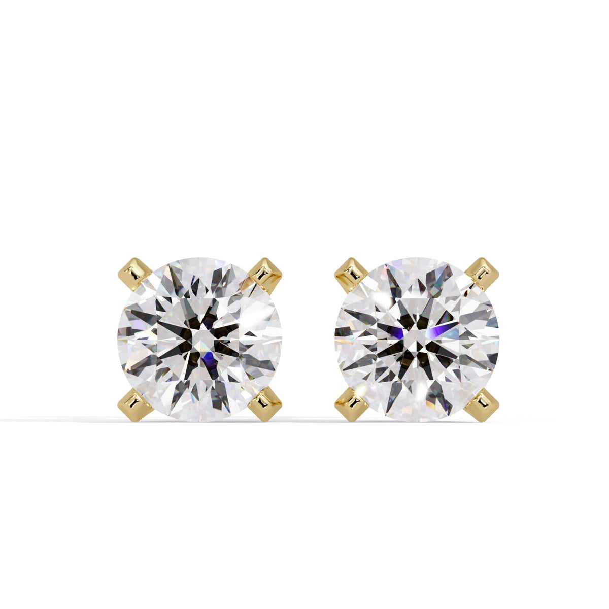 Round 3.00 Ct Lab-Grown Diamond Classic Solitaire with Hidden Halo Earrings - Sterling Silver