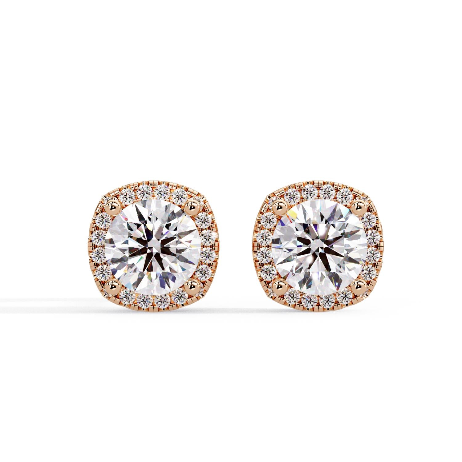 Round 2.85 Ct Lab-Grown Diamond Classic Halo Stud Earrings - Sterling Silver