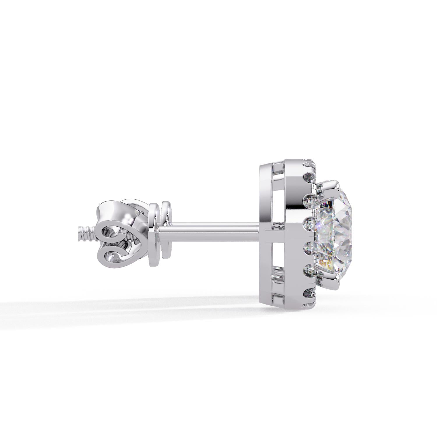 Round 2.85 Ct Lab-Grown Diamond Classic Halo Stud Earrings - Sterling Silver