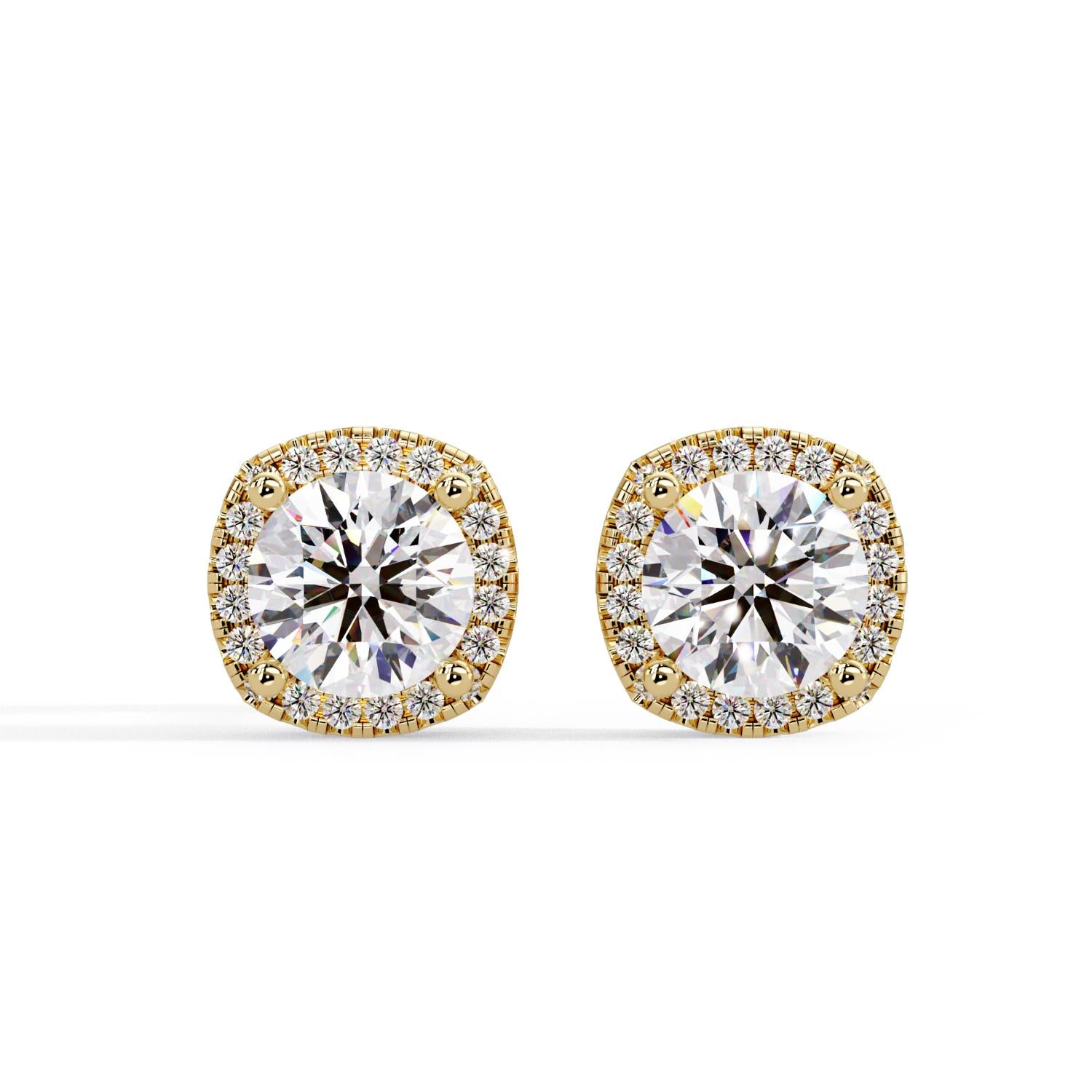 Round 2.85 Ct Lab-Grown Diamond Classic Halo Stud Earrings - Sterling Silver
