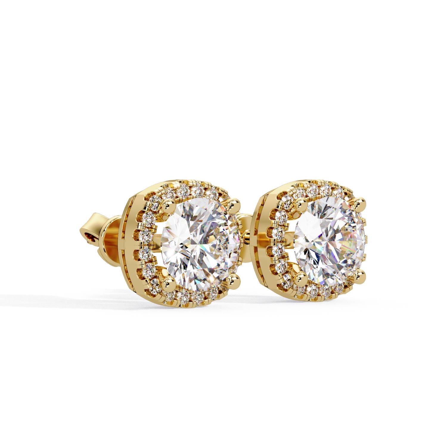 Round 2.85 Ct Lab-Grown Diamond Classic Halo Stud Earrings - Sterling Silver