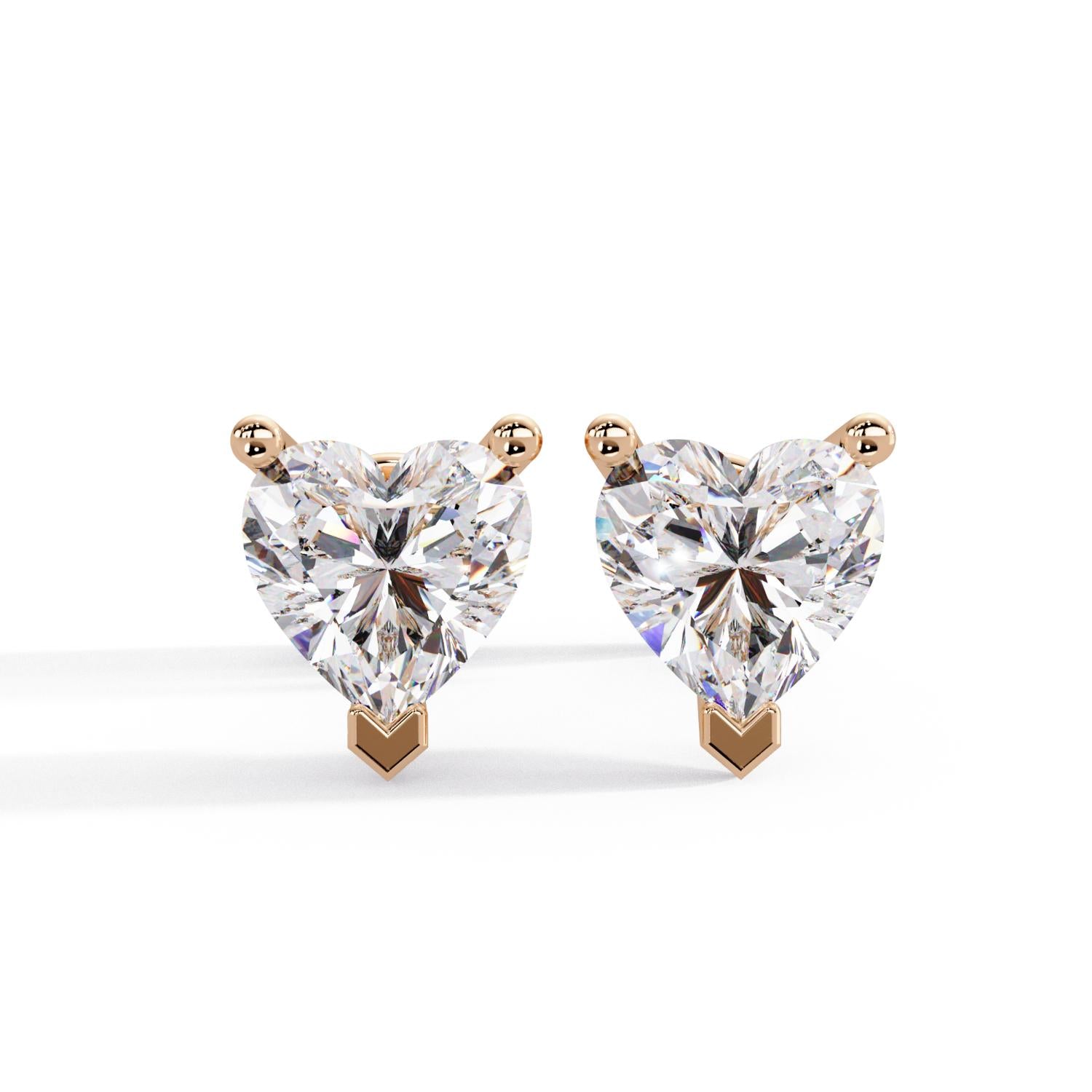 Classic Solitaire Heart 1.20 Ct Lab-Grown Diamond Stud Earrings - Sterling Silver