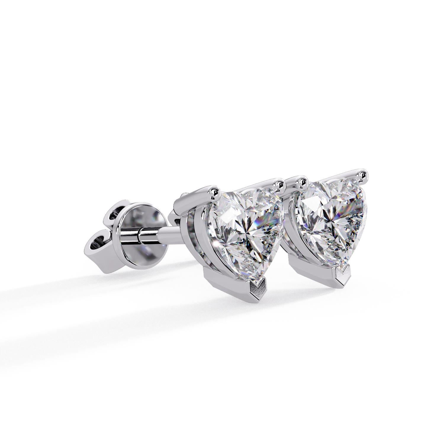 Classic Solitaire Heart 1.20 Ct Lab-Grown Diamond Stud Earrings - Sterling Silver
