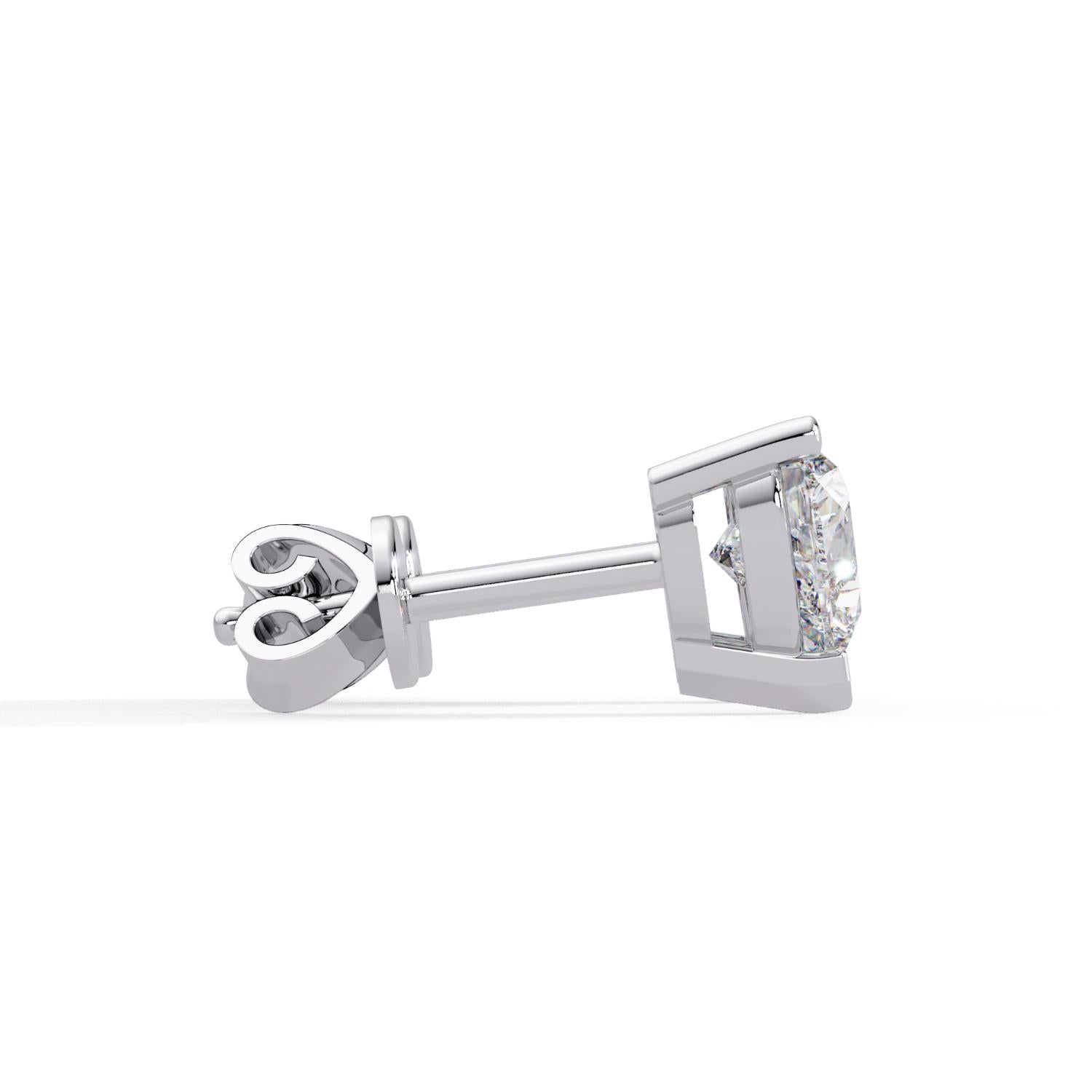 Classic Solitaire Heart 1.20 Ct Lab-Grown Diamond Stud Earrings - Sterling Silver