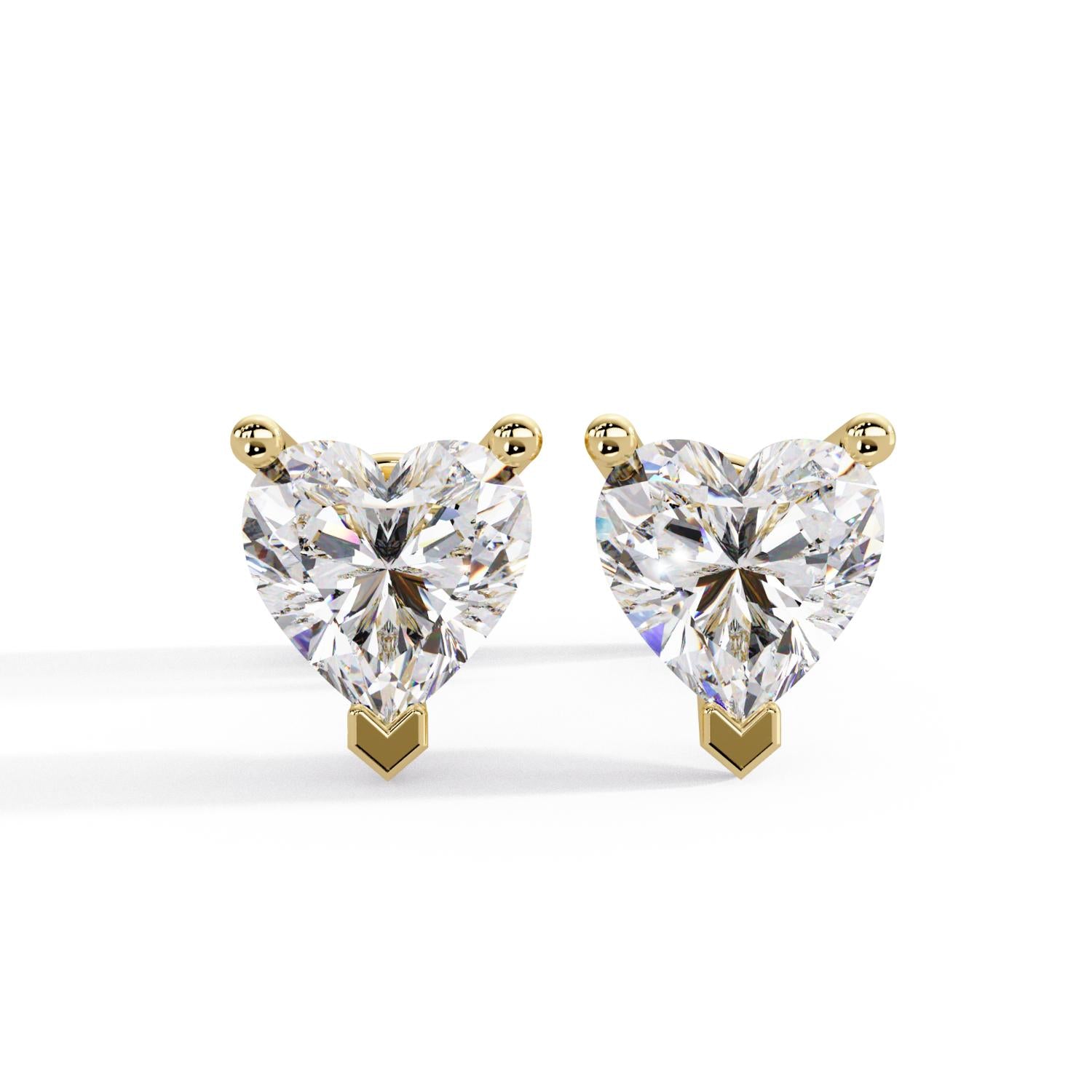 Classic Solitaire Heart 1.20 Ct Lab-Grown Diamond Stud Earrings - Sterling Silver