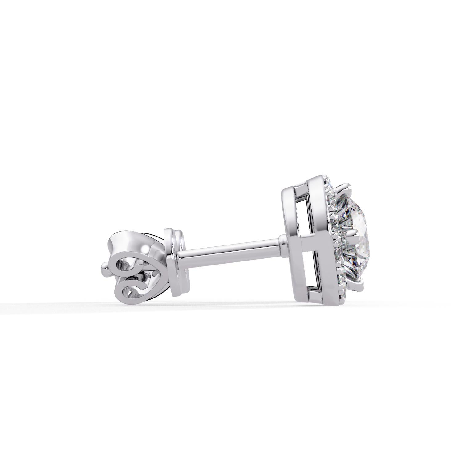 Round 1.20 Ct Lab-Grown Diamond Classic Halo Stud Earrings - Sterling Silver