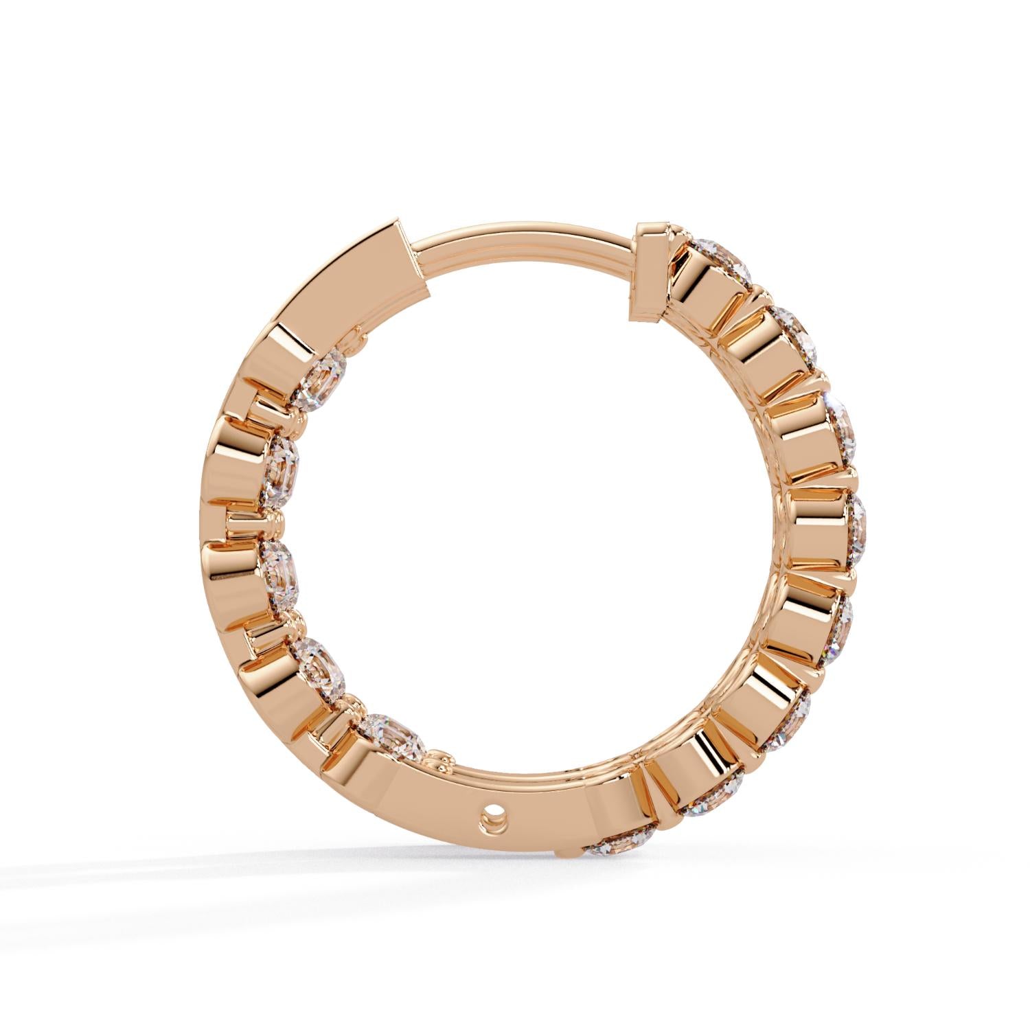 Round 1.60 Ct Lab-Grown Diamond Double Row Eternity Hoop Earrings - Sterling Silver