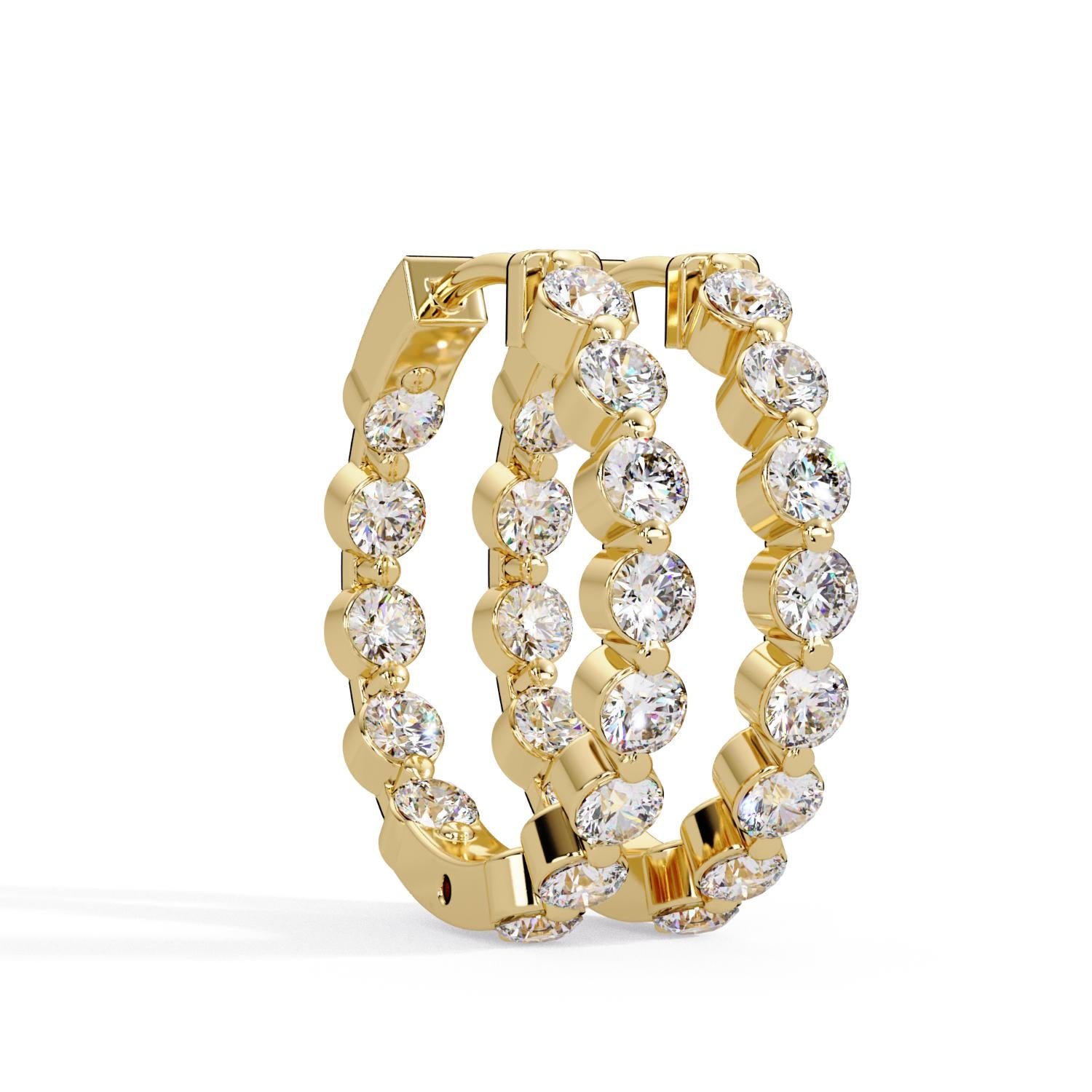 Round 1.60 Ct Lab-Grown Diamond Double Row Eternity Hoop Earrings - Sterling Silver