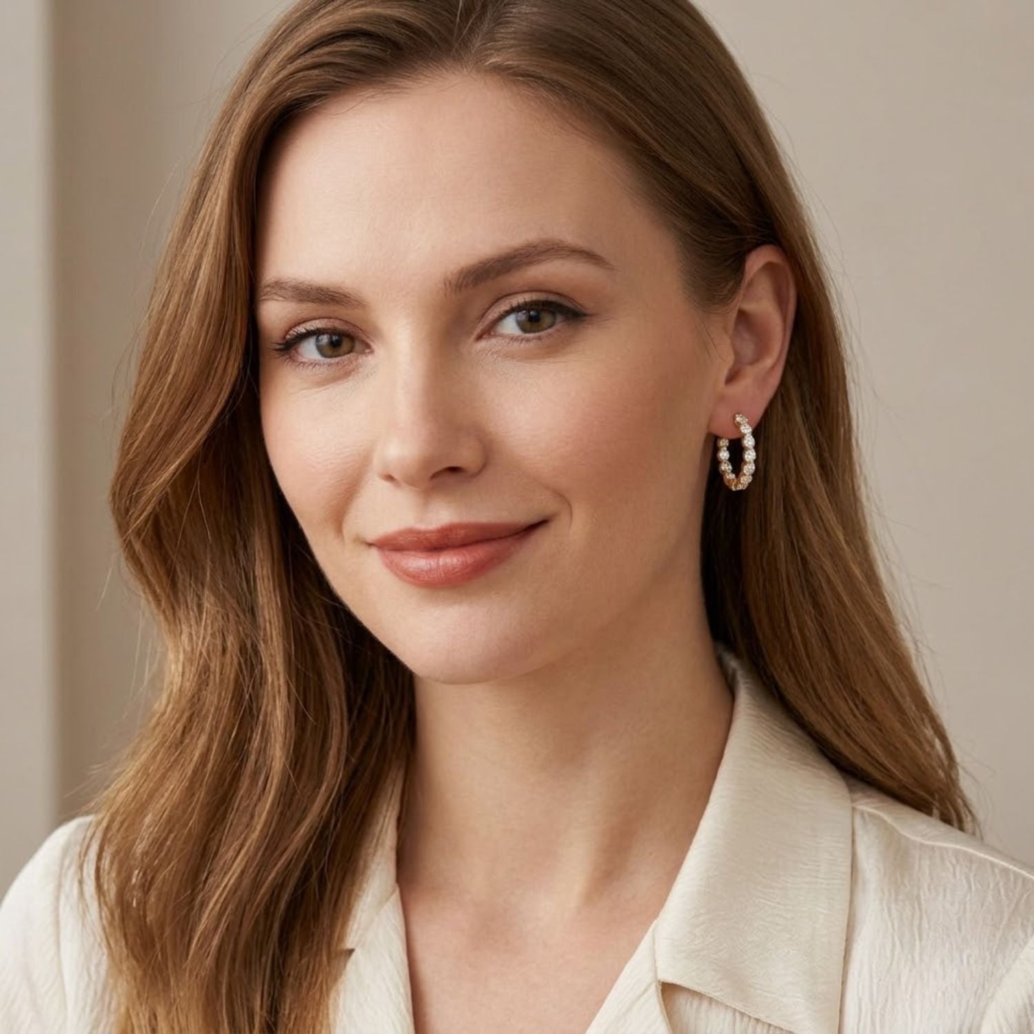 Round 1.60 Ct Lab-Grown Diamond Double Row Eternity Hoop Earrings - Sterling Silver