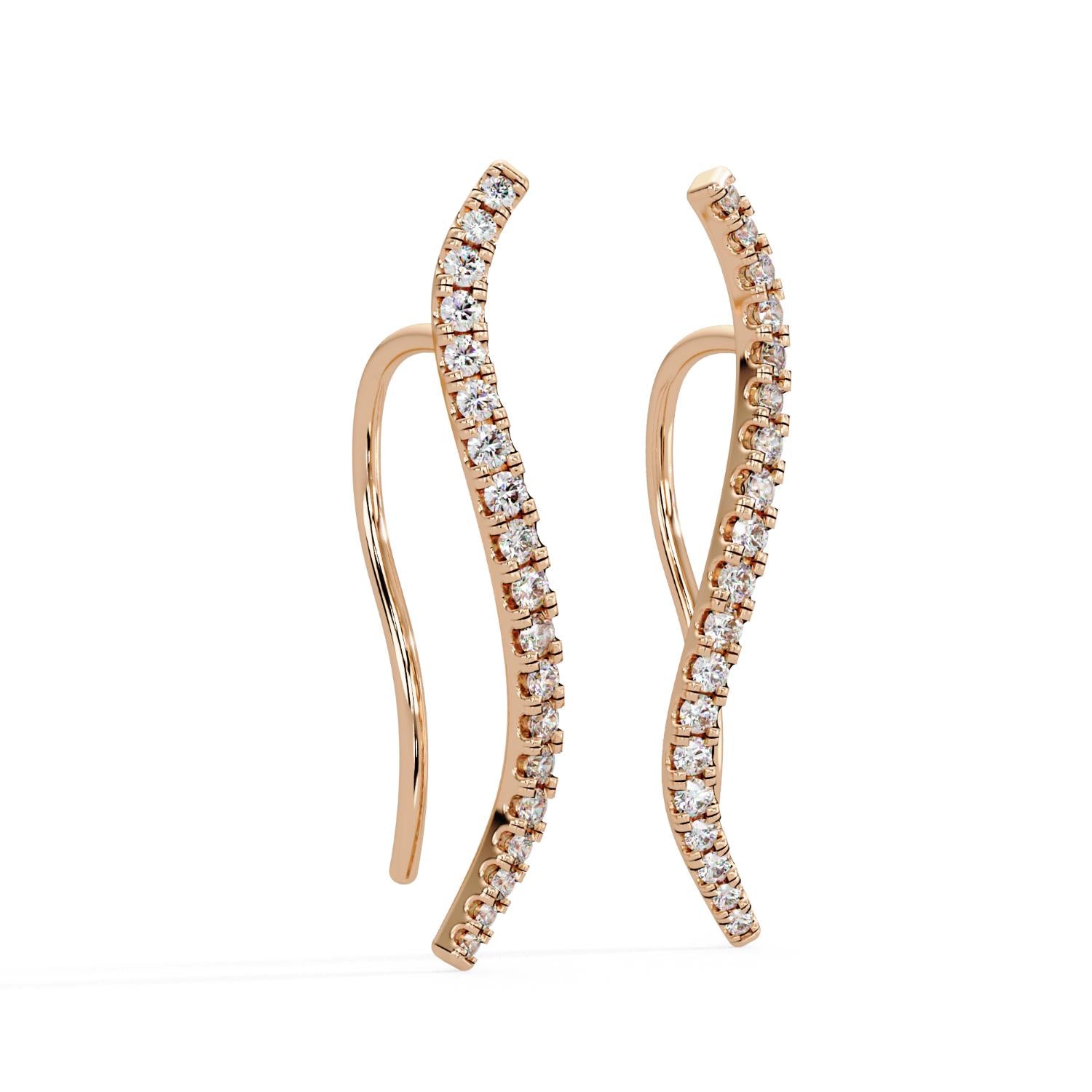 0.36 Ct Lab-Grown Diamond Curved Hoop Earrings - Sterling Silver