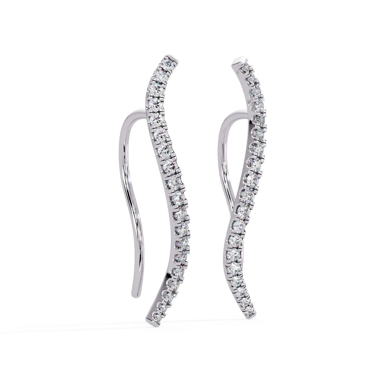 0.36 Ct Lab-Grown Diamond Curved Hoop Earrings - Sterling Silver