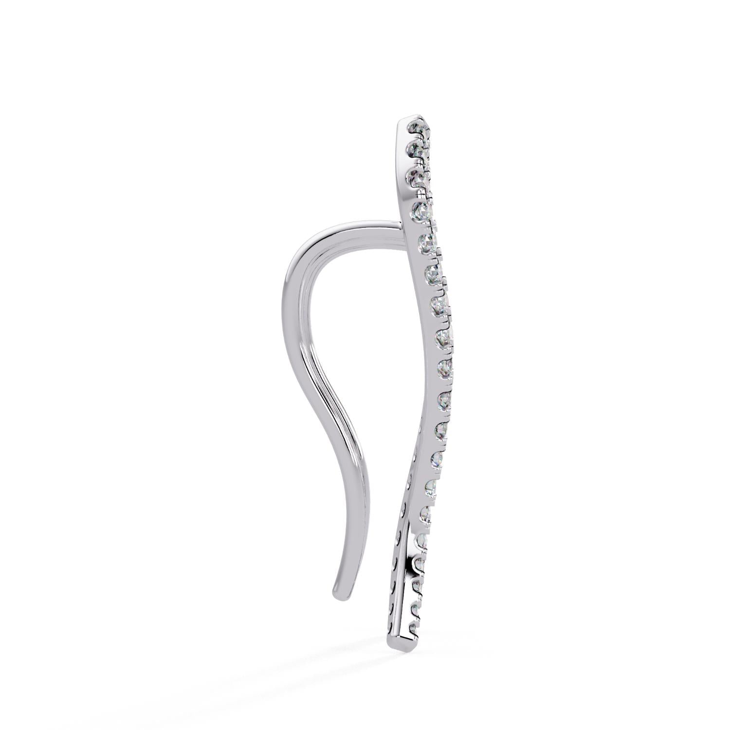 0.36 Ct Lab-Grown Diamond Curved Hoop Earrings - Sterling Silver