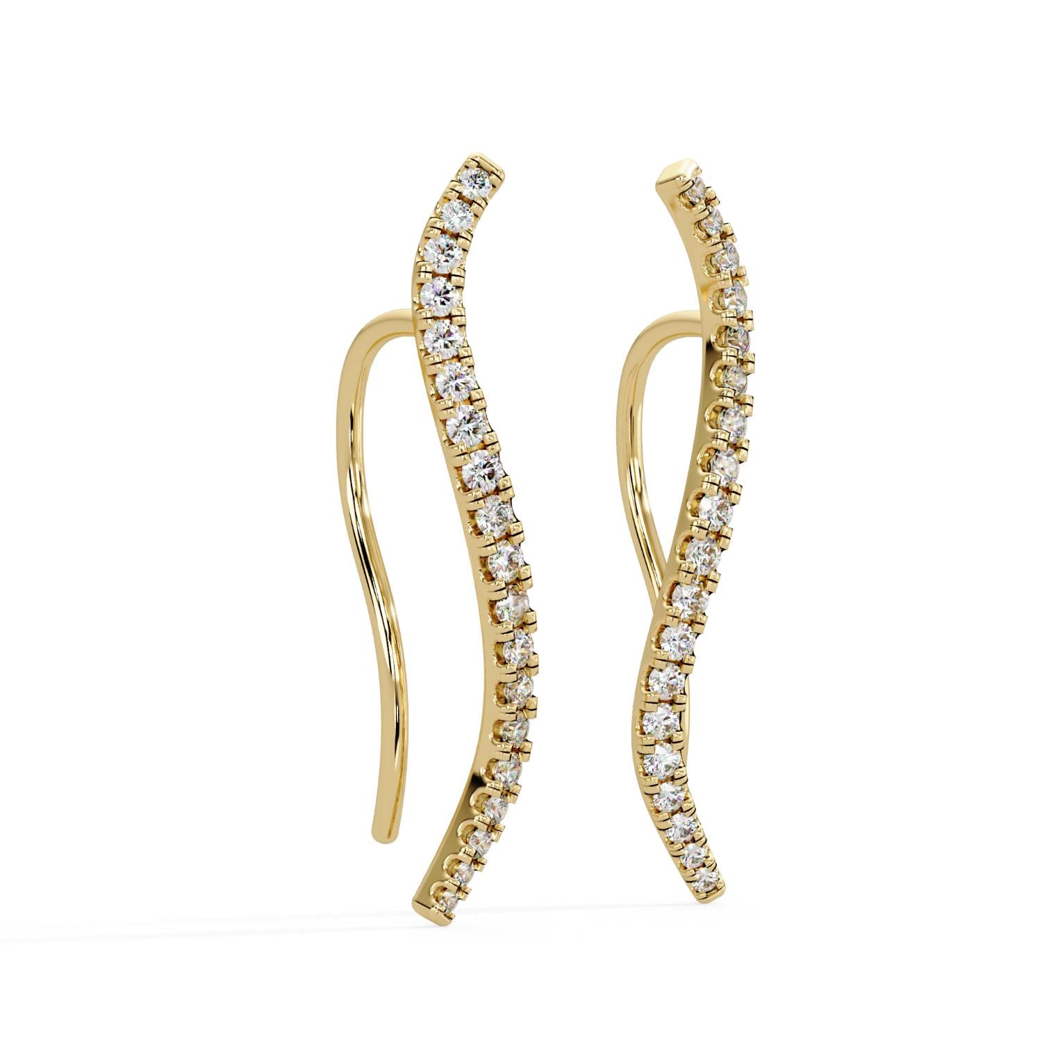 0.36 Ct Lab-Grown Diamond Curved Hoop Earrings - Sterling Silver