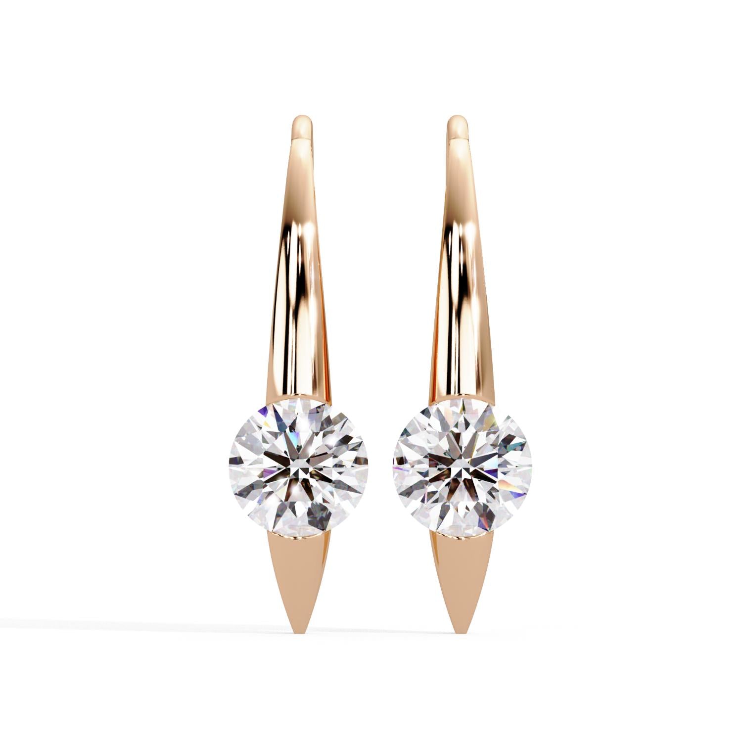 Round 2.05 Ct Lab-Grown Diamond Drop Earrings - Sterling Silver