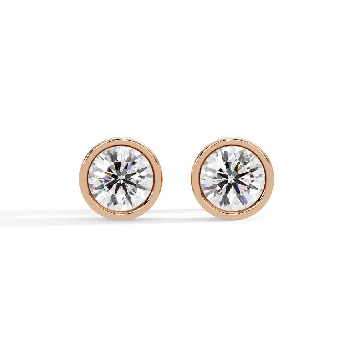 Round 1.30 Ct Lab-Grown Diamond Bezel Solitaire Stud Earrings - Sterling Silver