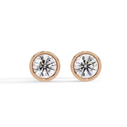 Round 1.30 Ct Lab-Grown Diamond Bezel Solitaire Stud Earrings - Sterling Silver