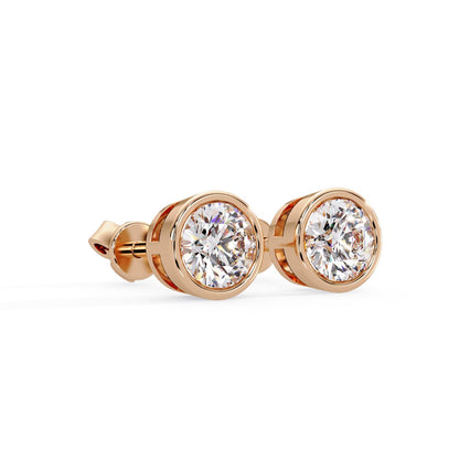 Round 1.30 Ct Lab-Grown Diamond Bezel Solitaire Stud Earrings - Sterling Silver