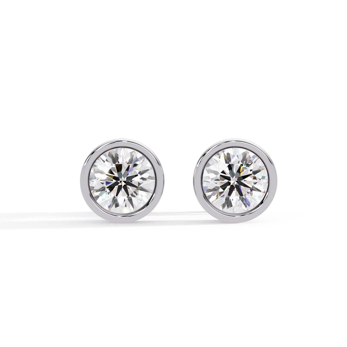 Round 1.30 Ct Lab-Grown Diamond Bezel Solitaire Stud Earrings - Sterling Silver