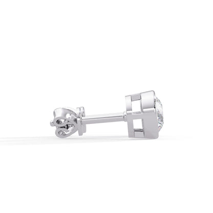 Round 1.30 Ct Lab-Grown Diamond Bezel Solitaire Stud Earrings - Sterling Silver