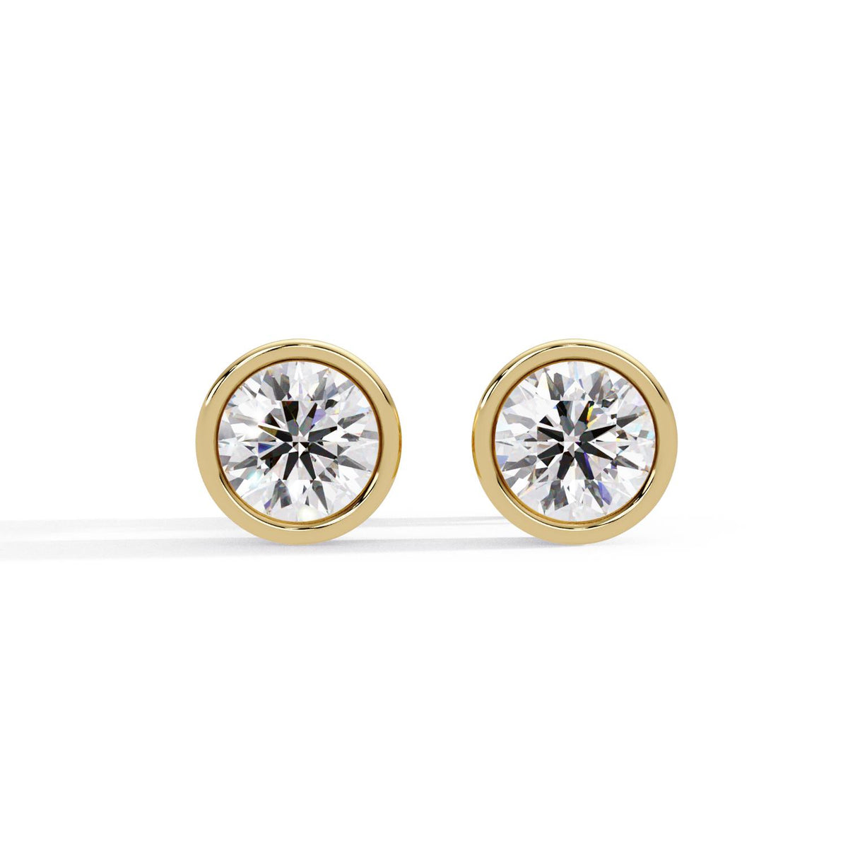 Round 1.30 Ct Lab-Grown Diamond Bezel Solitaire Stud Earrings - Sterling Silver