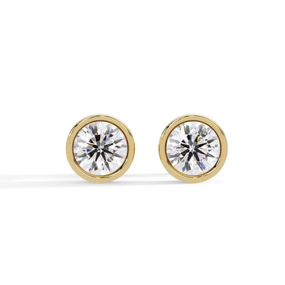 Round 1.30 Ct Lab-Grown Diamond Bezel Solitaire Stud Earrings - Sterling Silver