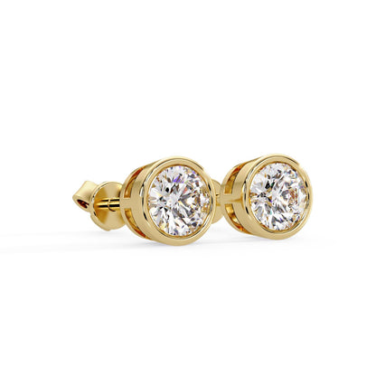 Round 1.30 Ct Lab-Grown Diamond Bezel Solitaire Stud Earrings - Sterling Silver