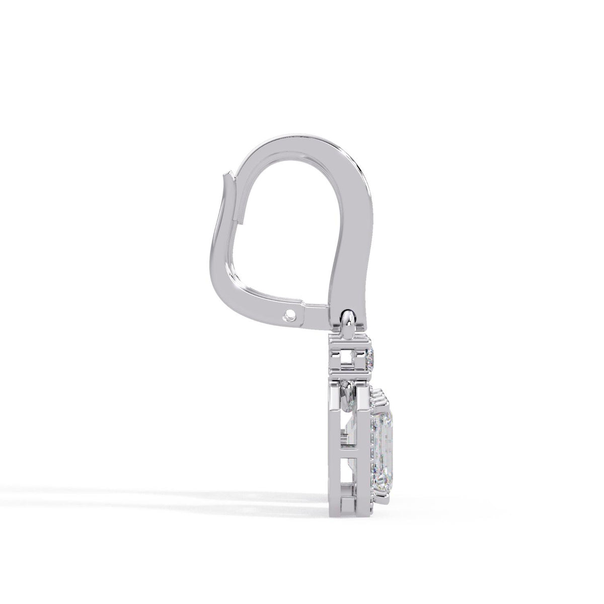 Octagon 2.61 Ct Lab-Grown Diamond Halo Drop Earrings - Sterling Silver
