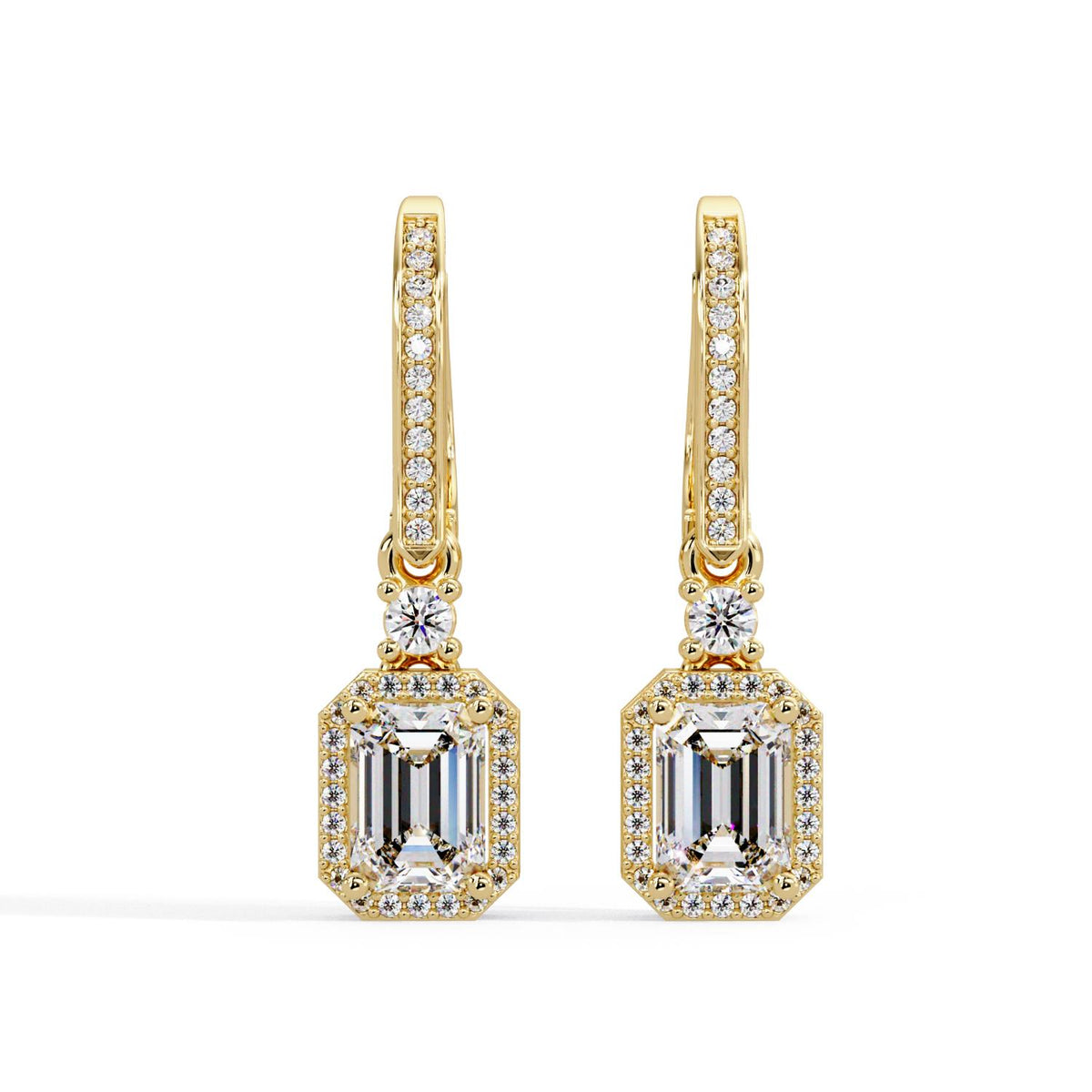 Octagon 2.61 Ct Lab-Grown Diamond Halo Drop Earrings - Sterling Silver
