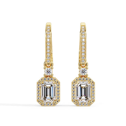 Octagon 2.61 Ct Lab-Grown Diamond Halo Drop Earrings - Sterling Silver