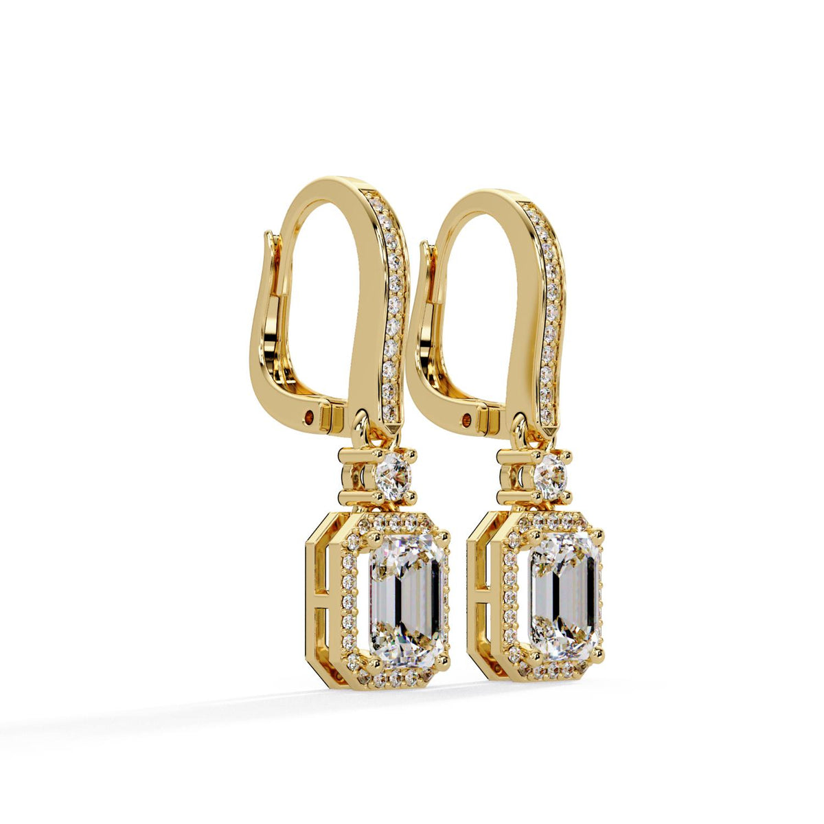 Octagon 2.61 Ct Lab-Grown Diamond Halo Drop Earrings - Sterling Silver