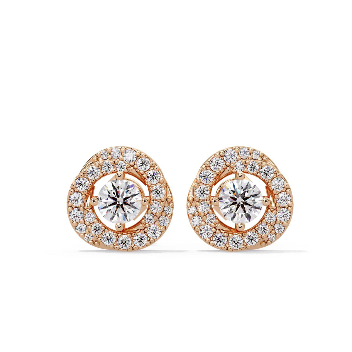 Round 0.75 Ct Lab-Grown Diamond Halo Stud Earrings - Sterling Silver