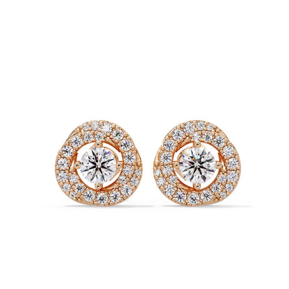 Round 0.75 Ct Lab-Grown Diamond Halo Stud Earrings - Sterling Silver