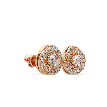 Round 0.75 Ct Lab-Grown Diamond Halo Stud Earrings - Sterling Silver
