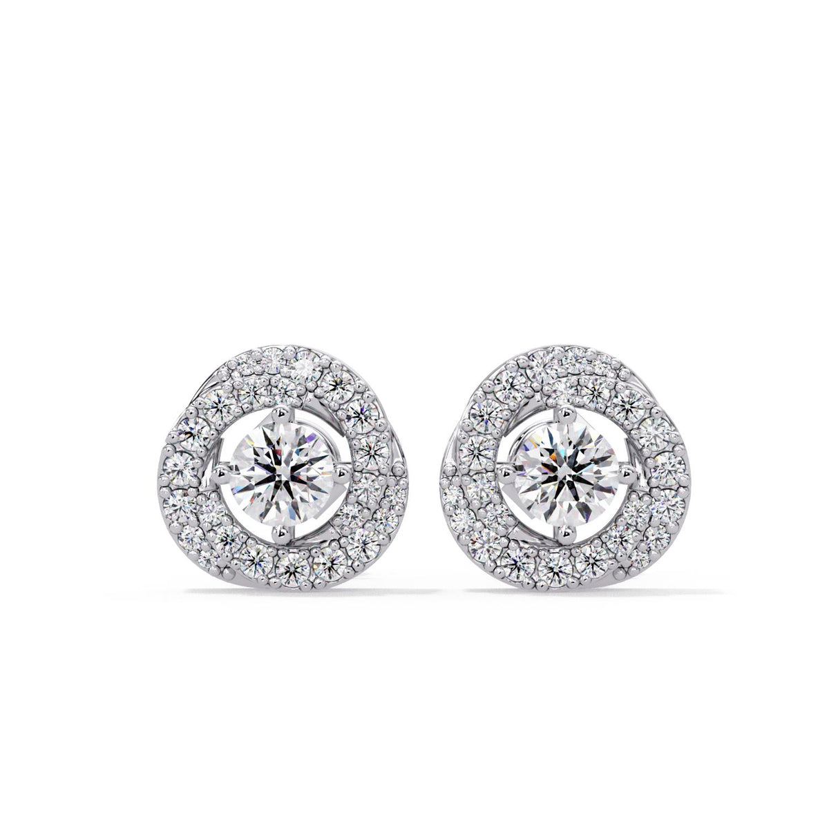 Round 0.75 Ct Lab-Grown Diamond Halo Stud Earrings - Sterling Silver