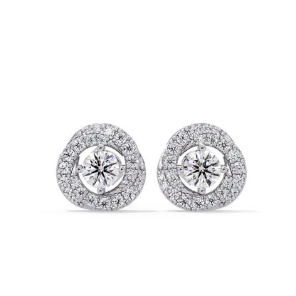 Round 0.75 Ct Lab-Grown Diamond Halo Stud Earrings - Sterling Silver