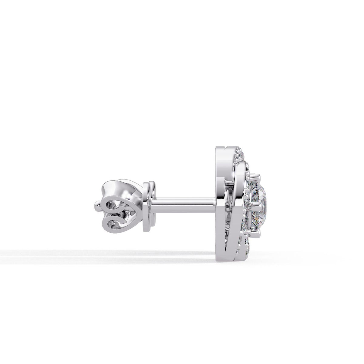 Round 0.75 Ct Lab-Grown Diamond Halo Stud Earrings - Sterling Silver