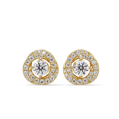 Round 0.75 Ct Lab-Grown Diamond Halo Stud Earrings - Sterling Silver