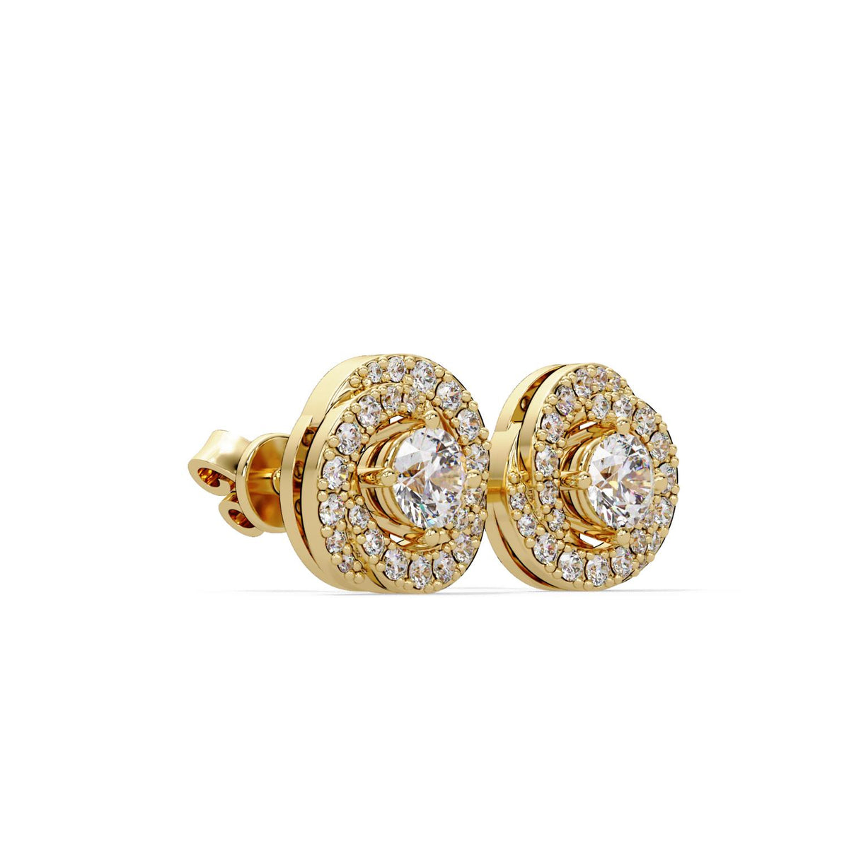 Round 0.75 Ct Lab-Grown Diamond Halo Stud Earrings - Sterling Silver