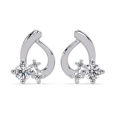 Round 0.45 Ct Lab-Grown Diamond Open Heart Cluster Stud Earrings - Sterling Silver