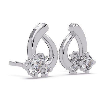 Round 0.45 Ct Lab-Grown Diamond Open Heart Cluster Stud Earrings - Sterling Silver