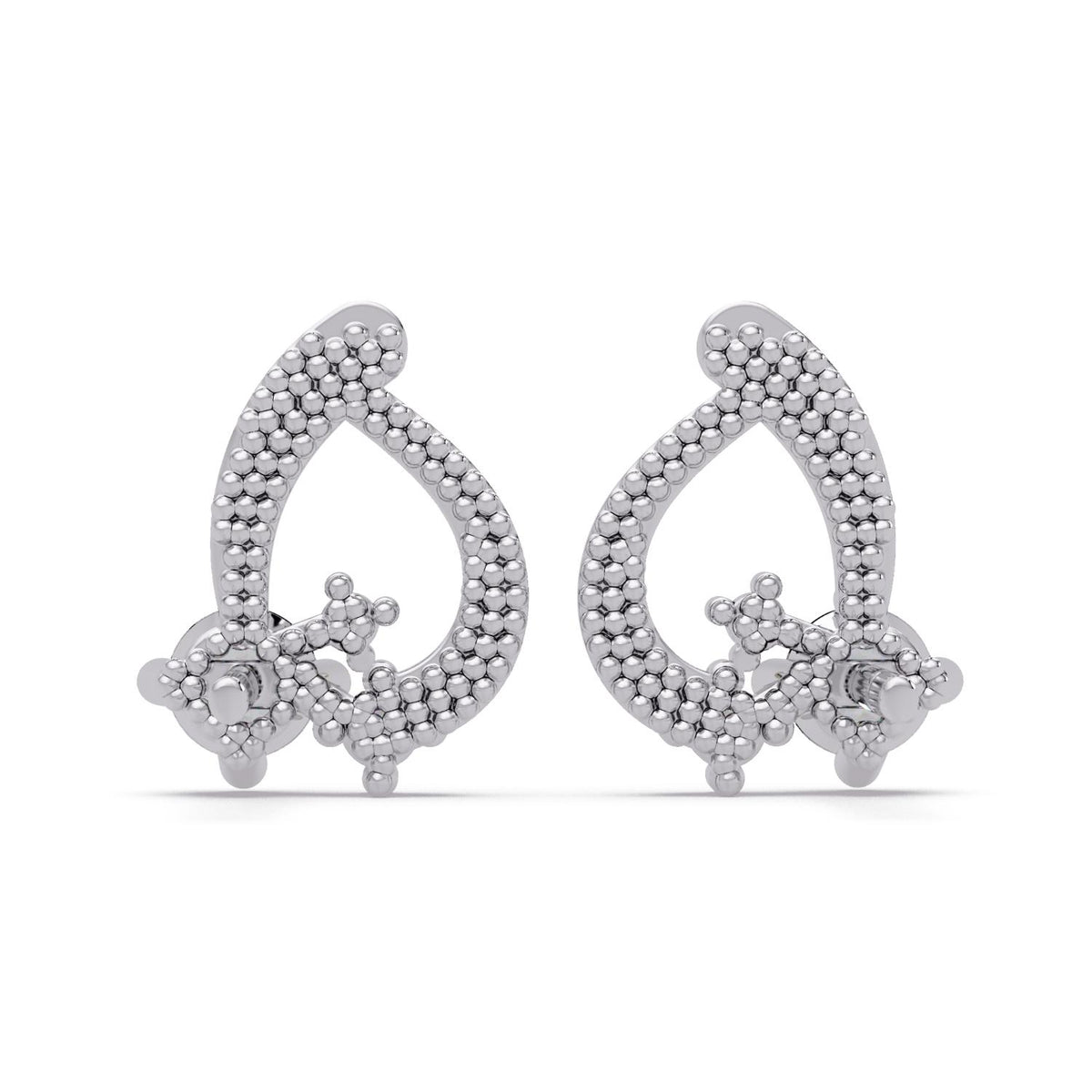 Round 0.45 Ct Lab-Grown Diamond Open Heart Cluster Stud Earrings - Sterling Silver