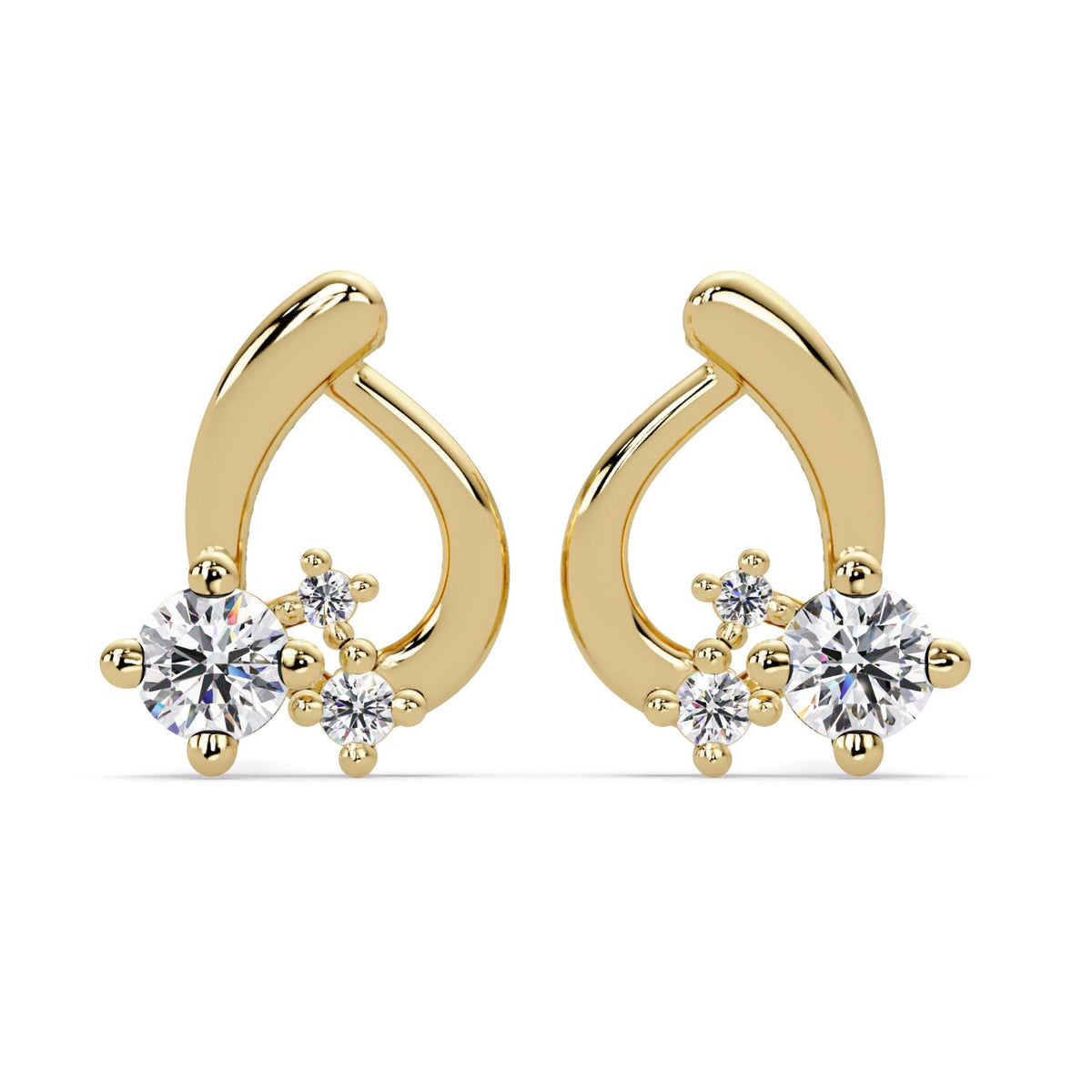Round 0.45 Ct Lab-Grown Diamond Open Heart Cluster Stud Earrings - Sterling Silver