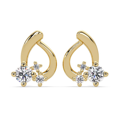 Round 0.45 Ct Lab-Grown Diamond Open Heart Cluster Stud Earrings - Sterling Silver