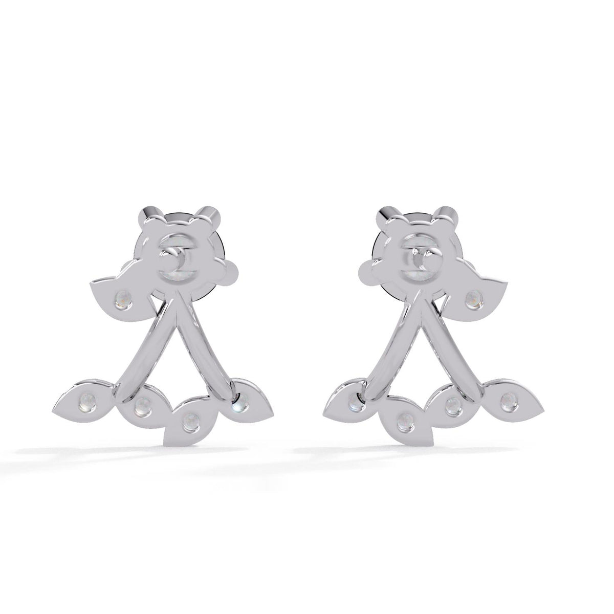 Round 0.70 Ct Lab-Grown Diamond Floral Ear Jacket Stud Earrings - Sterling Silver