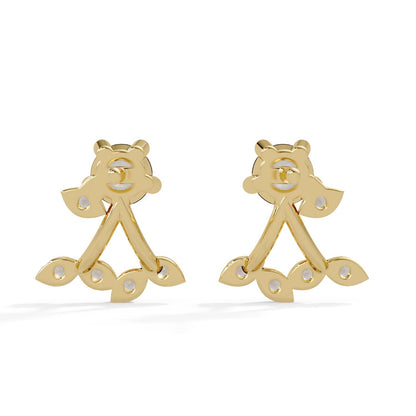 Round 0.70 Ct Lab-Grown Diamond Floral Ear Jacket Stud Earrings - Sterling Silver