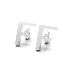 Load image into Gallery viewer, Initial &quot;F&quot; Monogram Stud Earring – Sterling Silver
